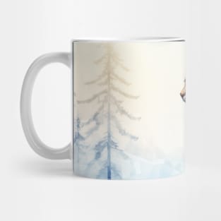 Misty boreal watercolor lynx Mug